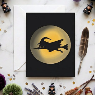 Carte Silhouette de sorcière méchante volante