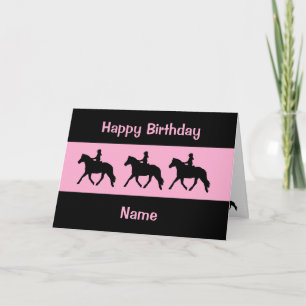 Carte Silhouette de Trotting rose noire rose mignon Anni