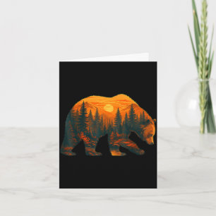 Carte Silhouette d'ours avec paysage forestier et couche