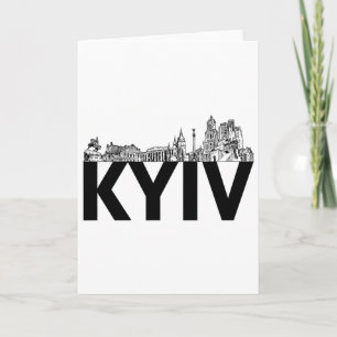 Carte Silhouette du paysage urbain de la ville de Kiev e