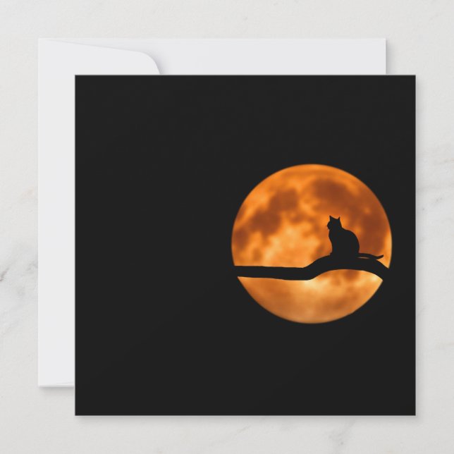 Carte Silhouette d'un chat noir dans un arbre (Devant)
