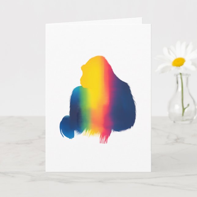 Carte Silhouette Gorilla Peinture Spray Colorée (Petite plante)