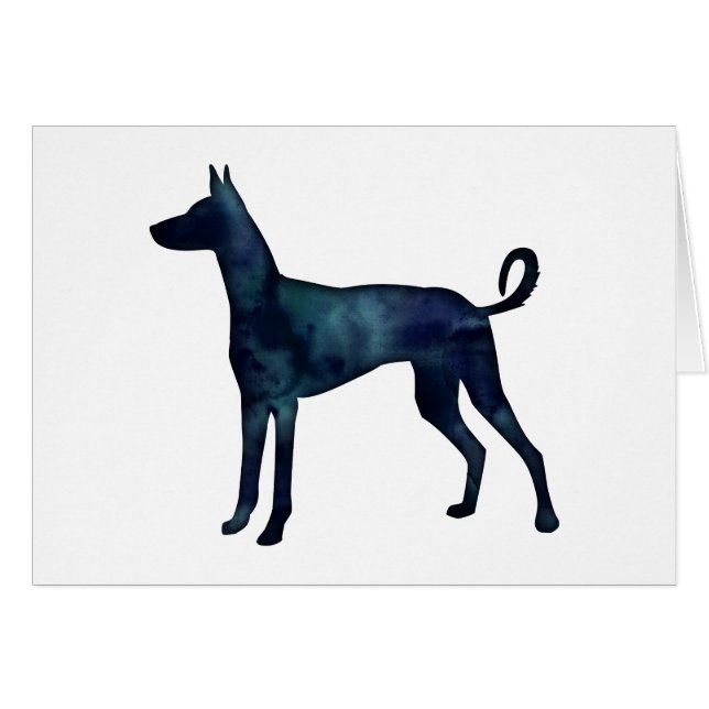 Carte Silhouette Ibizan Hound Dog Black Watercolor (Devant horizontal)
