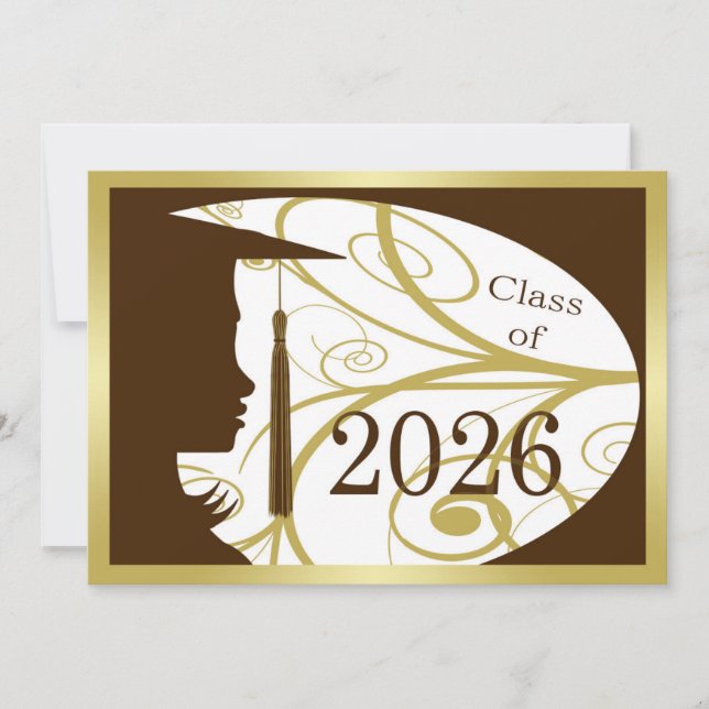 Carte silhouette marron et or 2026 (Devant)