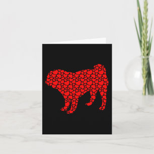 Carte Silhouette Mignonne de Chien Carlin avec Cœur pour