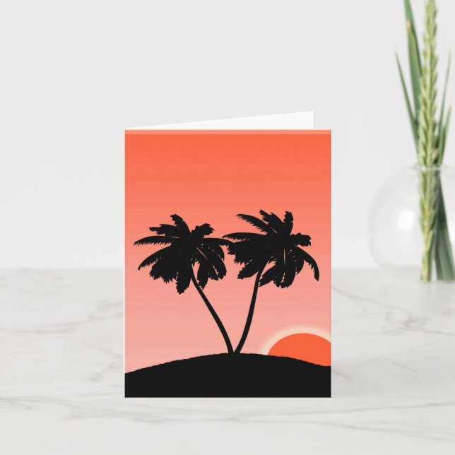 Carte Silhouette Palmier Contre Orange Coucher Du Soleil (Devant)