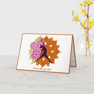 Carte Silhouette Pose de yoga Zen sur Mandala doré