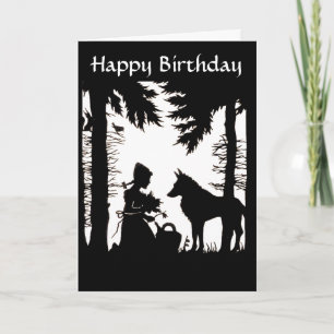 Carte Silhouette Red Riding Hood Wolf Woods Anniversaire