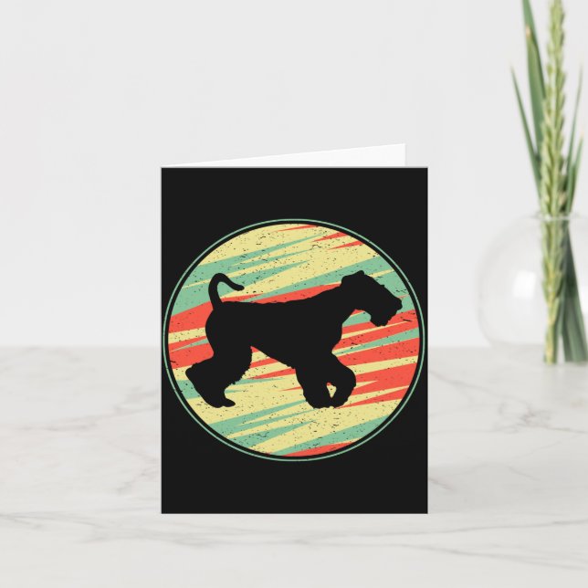 Carte Silhouette Rétro Vintage de Terrier Airedale Chien (Devant)