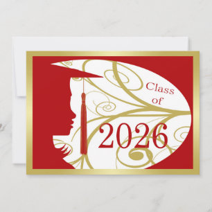 Carte silhouette rouge et or 2026