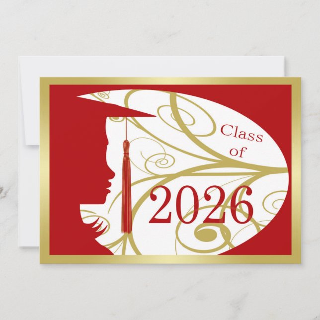 Carte silhouette rouge et or 2026 (Devant)