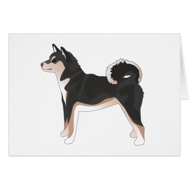 Carte Silhouette Shiba Inu Chien de couleur Tri (Devant horizontal)