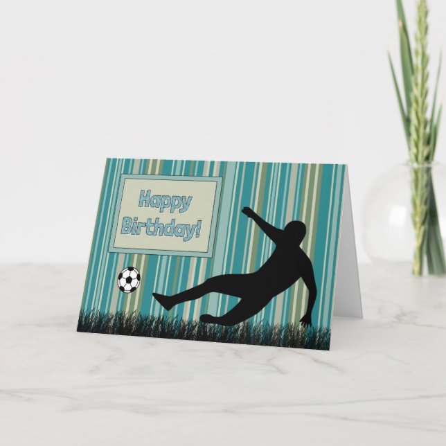 Carte Silhouette Soccer Player Boy Birthday Card (Devant)