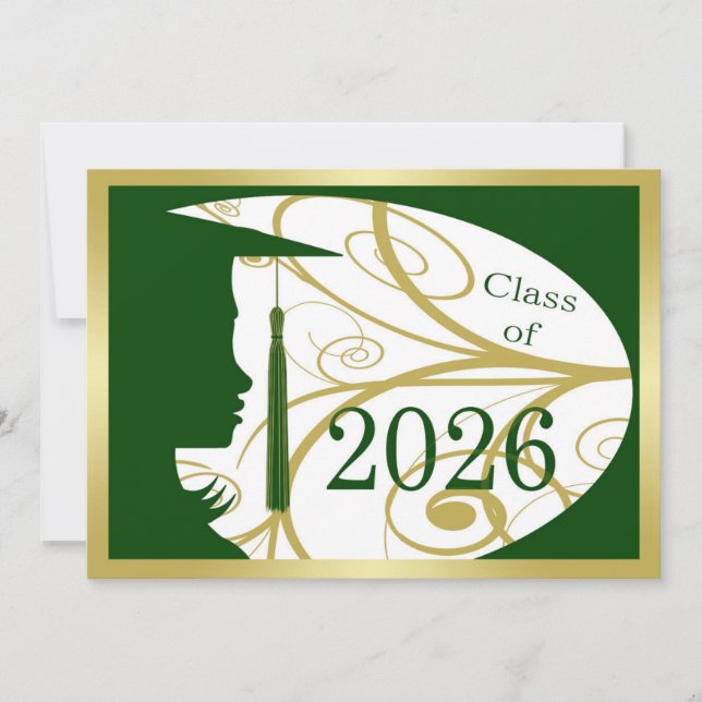 Carte silhouette verte et or 2026 (Devant)