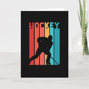 Carte Silhouette Vintage rétro de hockey sur glace