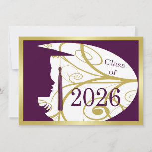 Carte silhouette violet et or 2026