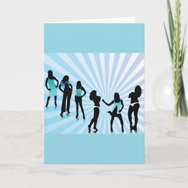 Carte Silhouettes de femmes élégantes mode bleu sarcelle (Devant)