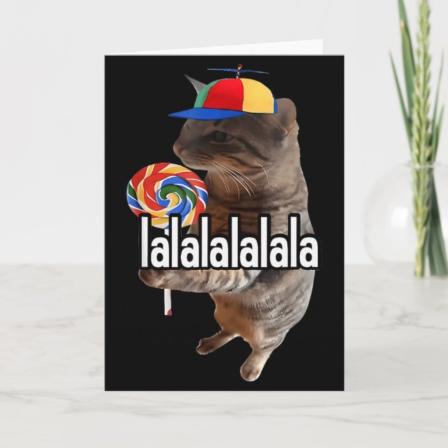 Carte Silly Cat With Lollip Meme  (Devant)