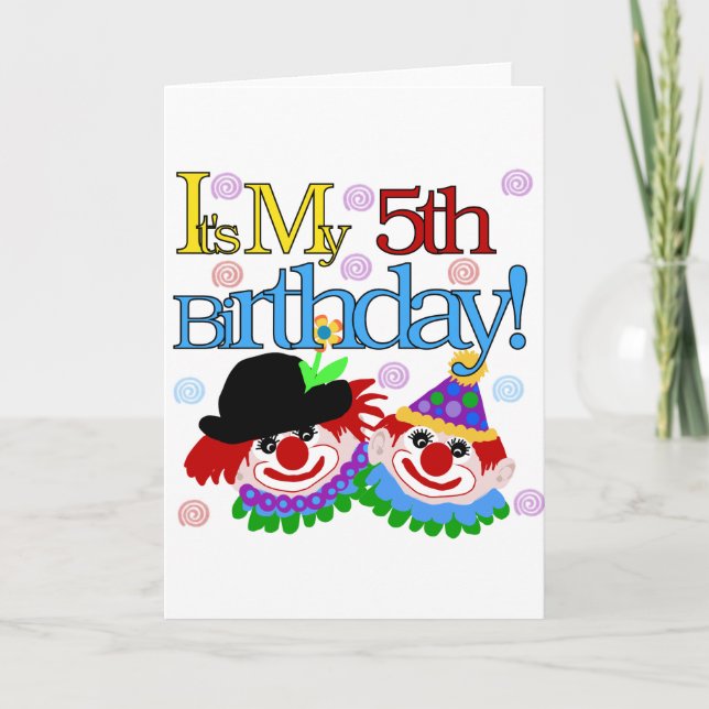 Carte Silly Clowns 5th Birthday Tshirts et cadeaux (Devant)