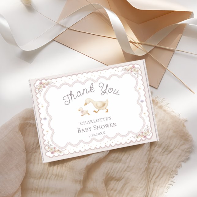 Carte Silly Goose Wildflower Cute Baby Shower Thank You  (Créateur téléchargé)