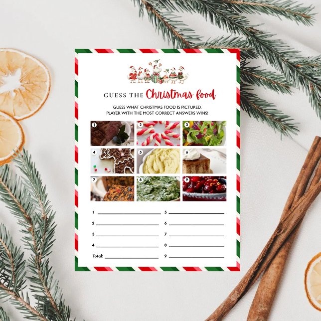 Carte Silly Goosemas devine le jeu alimentaire de Noël (Silly Goosemas Guess the Christmas Food Game Card)