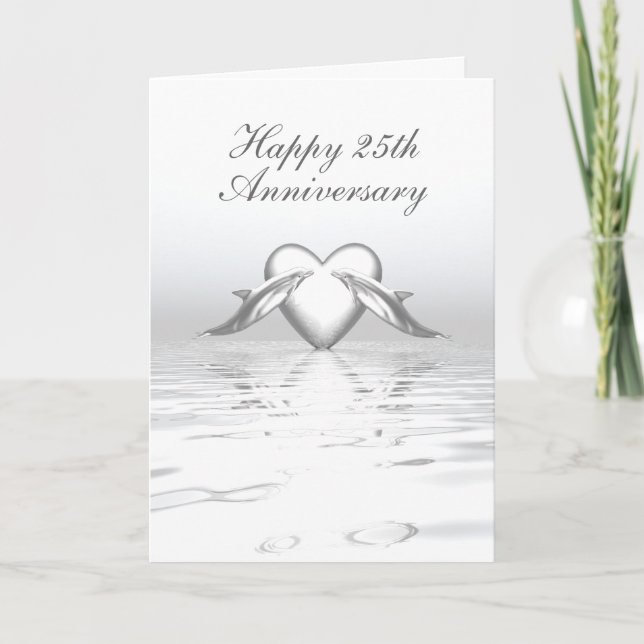 Carte Silver Anniversary Dolphins et Heart (Devant)