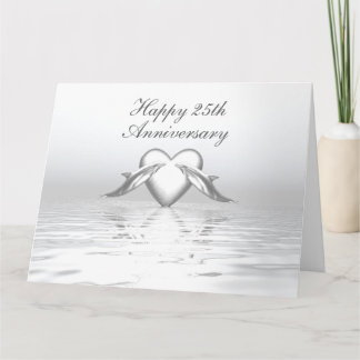Carte Silver Anniversary Dolphins et Heart