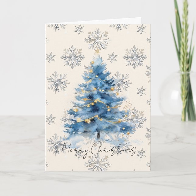 Carte Silver Gold Blue Christmas Tree (Devant)