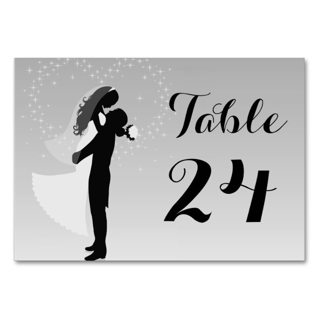 Carte Silver Ombre Silhouette Bride Et Table Groom (Devant)