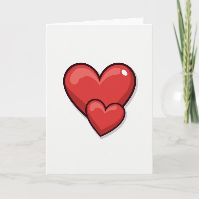 Carte simple à deux cœurs brillants (Devant)