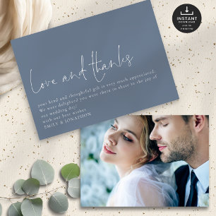 Carte Simple Amour Merci Photo Mariage bleu Merci