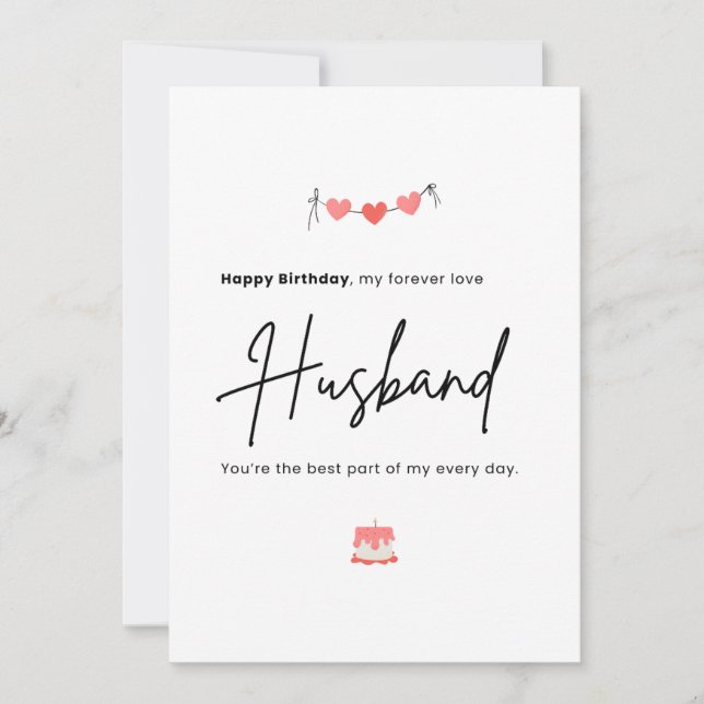 Carte Simple Anniversaire Minimaliste Mari (Devant)