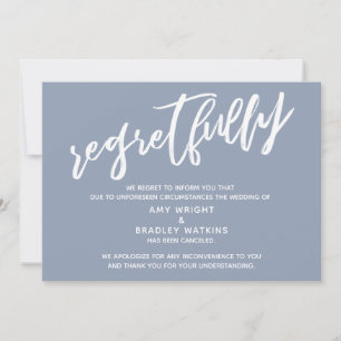 Carte simple Annulée Mariage Dusty Blue Regrets