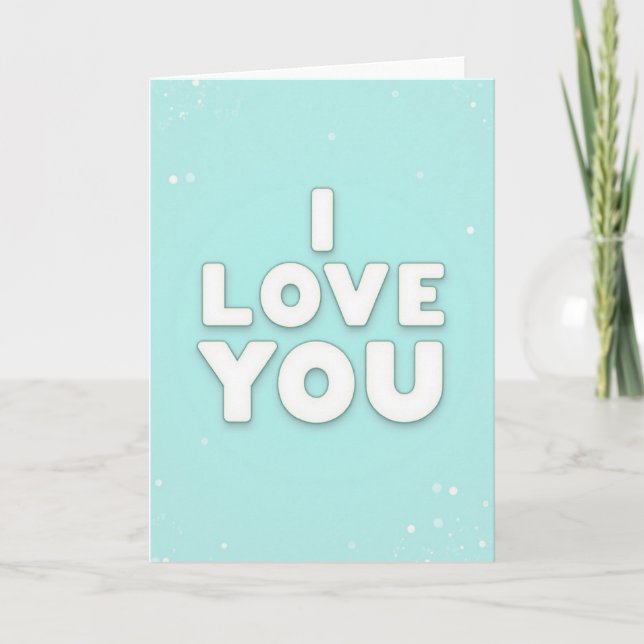 Carte Simple Aqua Je T'Aime (Devant)
