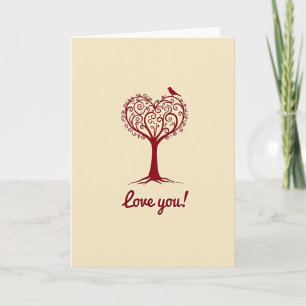 Carte simple arbre en forme de cœur avec « Je t'ai