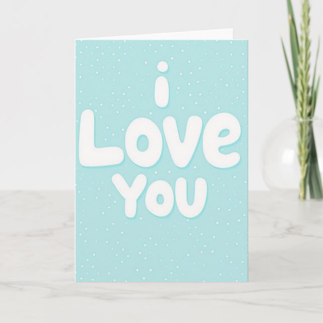 Carte simple avec motif de points et « Je t'aime » (Devant)