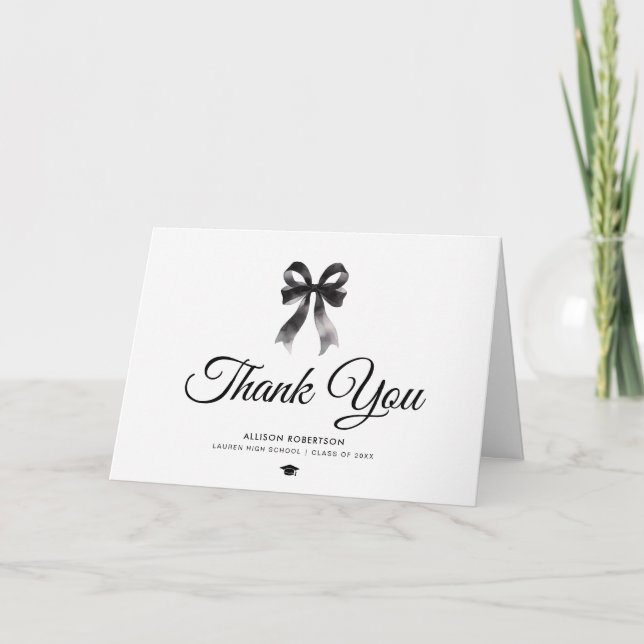 Carte Simple black bow Folded Greeting Card (Devant)