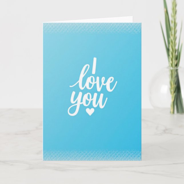 Carte Simple Bleu Je T'Aime (Devant)