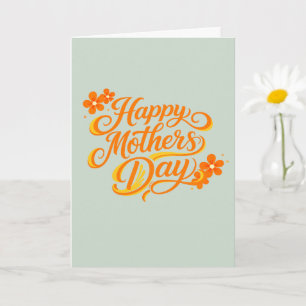 Carte Simple Bonne Fête des Mères Floral Calligraphie   