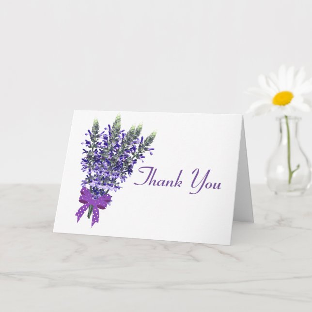Carte Simple Bouquet de Fleurs de Lavande Merci (Petite plante)