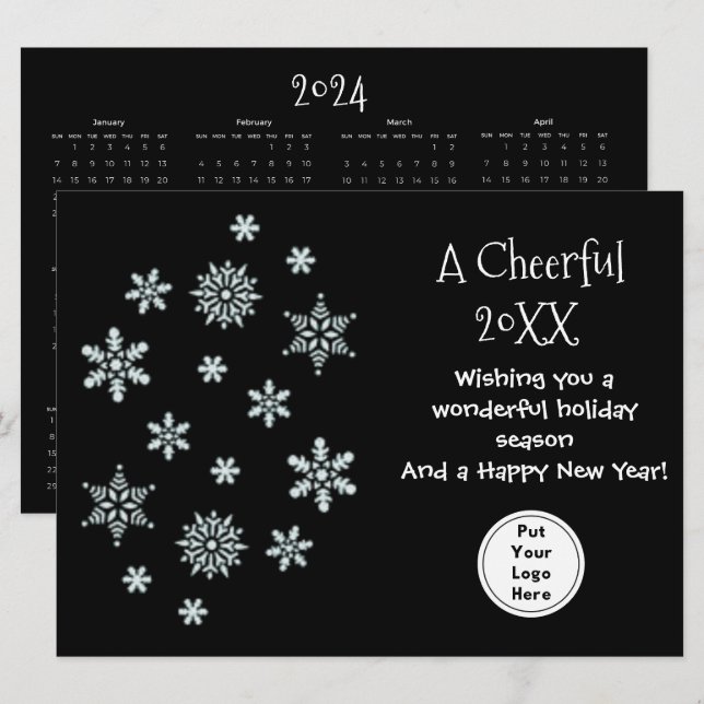 Carte Simple Calendrier de l'entreprise de Greeting d'en (Devant / Derrière)