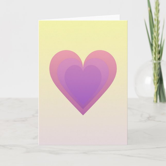 Carte simple cœur rose violet (Devant)