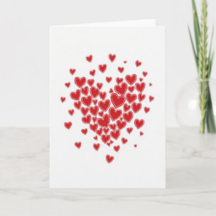 Carte Simple Cœur Rouge en Grappes