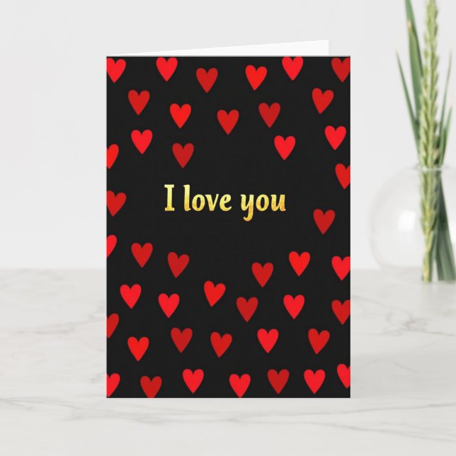 Carte Simple Cœurs d'Amour en Feuille d'Or (Devant)