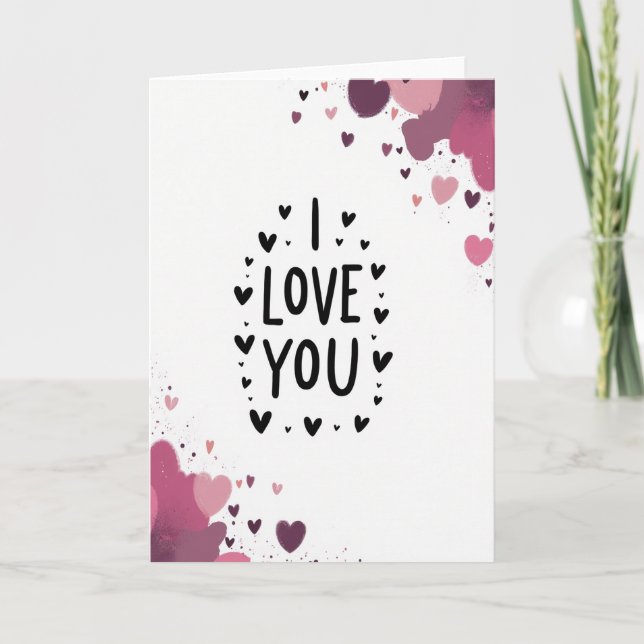 Carte Simple Cœurs Je T'Aime (Devant)