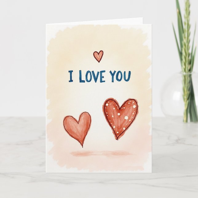 Carte Simple Cœurs Je T'Aime (Devant)