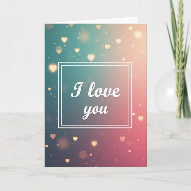 Carte Simple Cœurs Lumineux Je T'Aime (Devant)