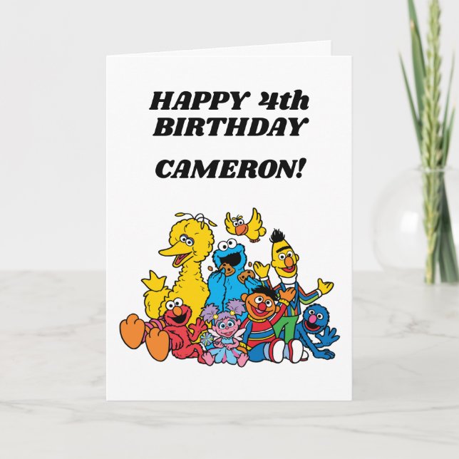 Carte Simple copains de la rue Sésame 1er anniversaire (Devant)