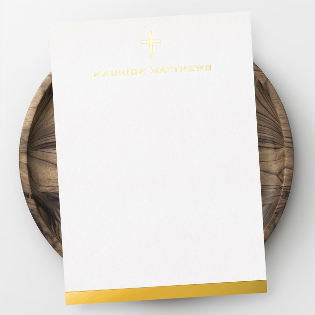 Carte simple croix masculine nom bordure feuille m (Simple cross masculine name border flat foil card)