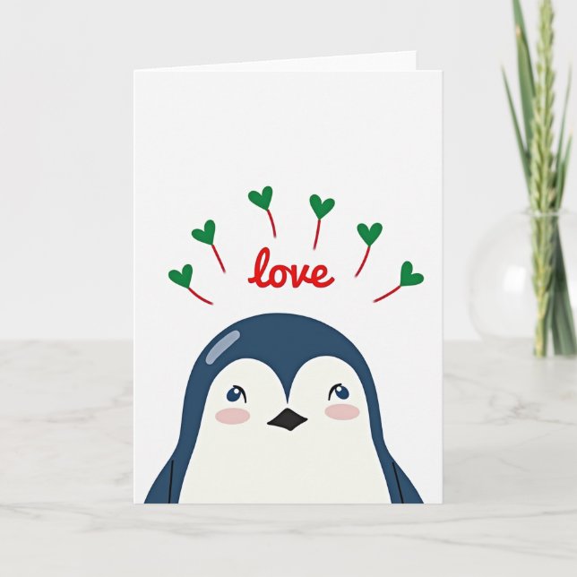 Carte simple d'amour de pingouin (Devant)